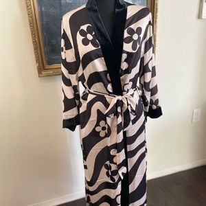 Urban Outfitters black and white silk robe